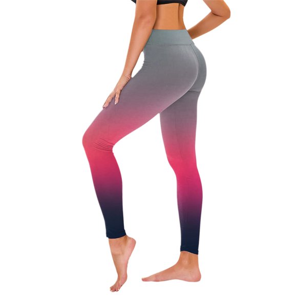 TIMIFIS Hot Pink Super Soft Leggings for Women High Waisted Yoga Pants Tummys Control Workout Yoga Fitness Active Pants for Running Cycling Gradient - Spring/Summer