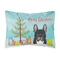 Carolines Treasures BB1599PW1216 Christmas Tree and French Bulldog Canvas Fabric Decorative Pillow, 12H x16W, multicolor