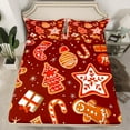 thumbnail image 2 of Manfei Cute Gingerbread Man Twin Sheet Sets for Kid, Red Brown Christmas Twin Fitted Sheet, Xmas Tree Stars Gifts Flat Sheet, Luxury Bedroom Decor, 3 Pieces, 2 of 7