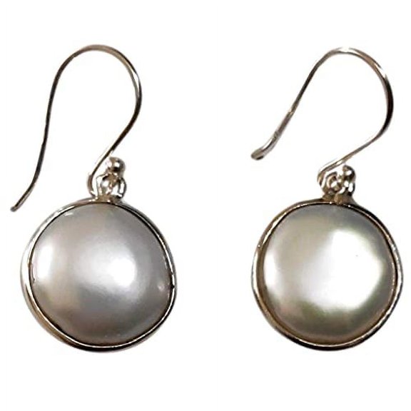 Navya Craft Freshwater Coin Pearl 925 Solid Sterling Silver Handmade Women Dangle Drop Earring June birthstone Jewelry Boho Earrings,