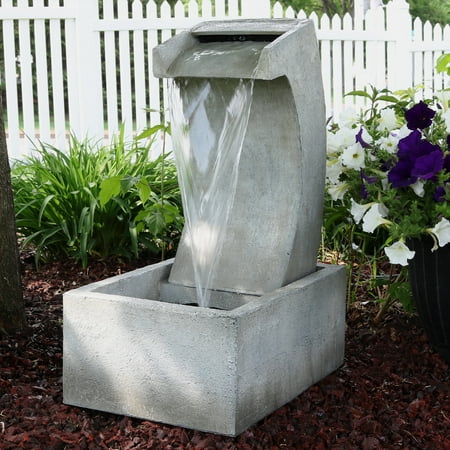 waterfall fountain outdoor modern patio water backyard arched feature inch tall fountains sunnydaze contemporary garden