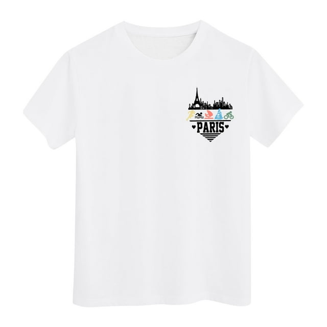 WEIYLL T-Shirts pour Fille Manches Courtes Été Col Rond Ville Hauts Imprimés Doux pour Sortir Quotidiennement pour 10-11 Ans