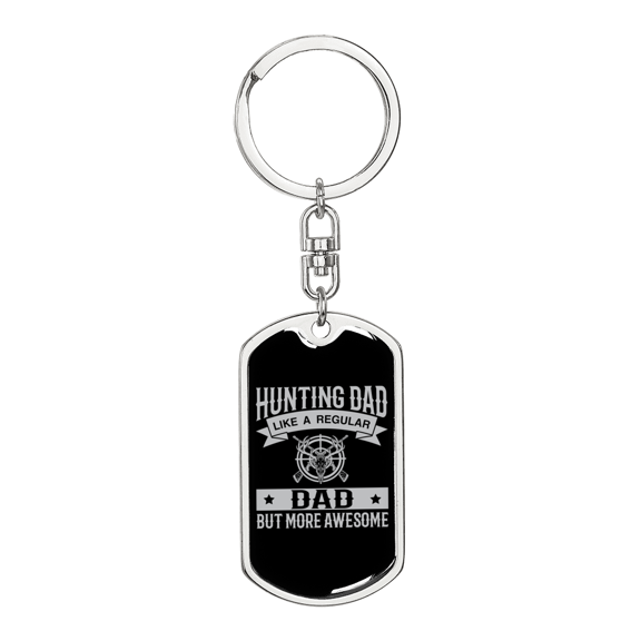 Regular Hunting Dad Stainless Steel or 18k Gold Premium Swivel Dog Tag Keychain