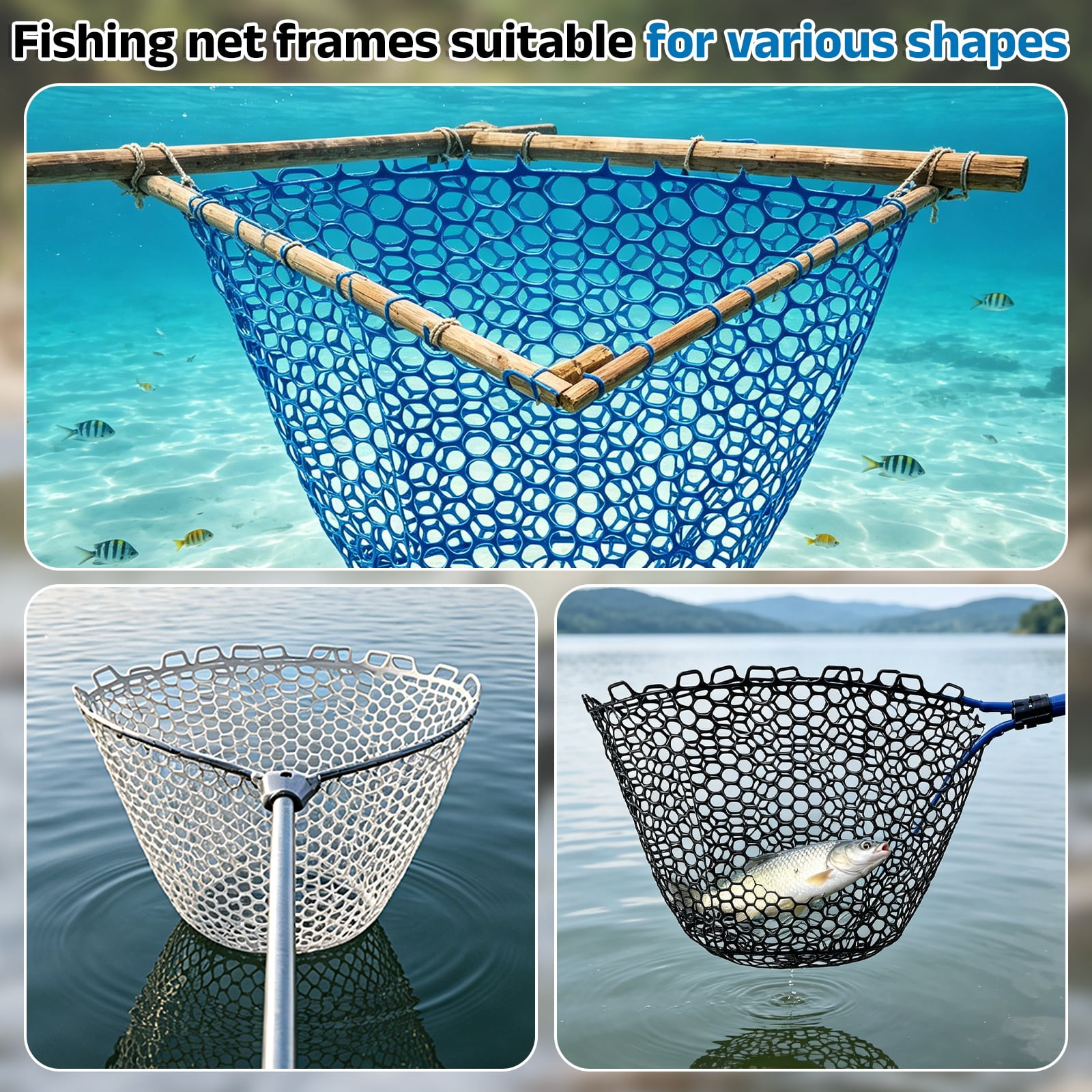 Uxcell Fishing Net Replacement, Foldable Fishing Replacement Netting Silicone Fly Ice Fish Net Landing without Handle Flexible 68x20" & White - For (Freshwater/Saltwater Fishing/Trout)