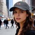 thumbnail image 3 of GILIGEGE Summer Embroidered Floral Baseball Cap Washed Baseball Cap Adjustable Dad Hat Women's Vintage Hat Plant Baseball Cap Gardening Hat Gifts for Women Girl Dirts Hats Grey, 3 of 4