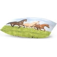 thumbnail image 4 of Horses Running On The Grass Velvet Oblong Lumbar Plush Throw Pillow Cover/Shams Cushion Case - 20x36in - Decorative Invisible Zipper Design for Couch Sofa Pillowcase Only, 4 of 7