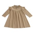 thumbnail image 1 of Toddler Kids Baby Girls Autumn Clothes Casual Ruffle Long Sleeve Dress Solid Color Loose Midi Dresses Outfits, 1 of 6