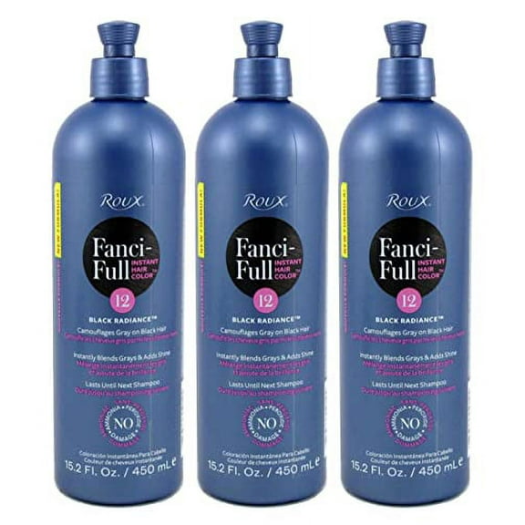 Roux Fanci-Full Rinse #12 Black Radiance 15.2 Ounce (449ml) (3 Pack)