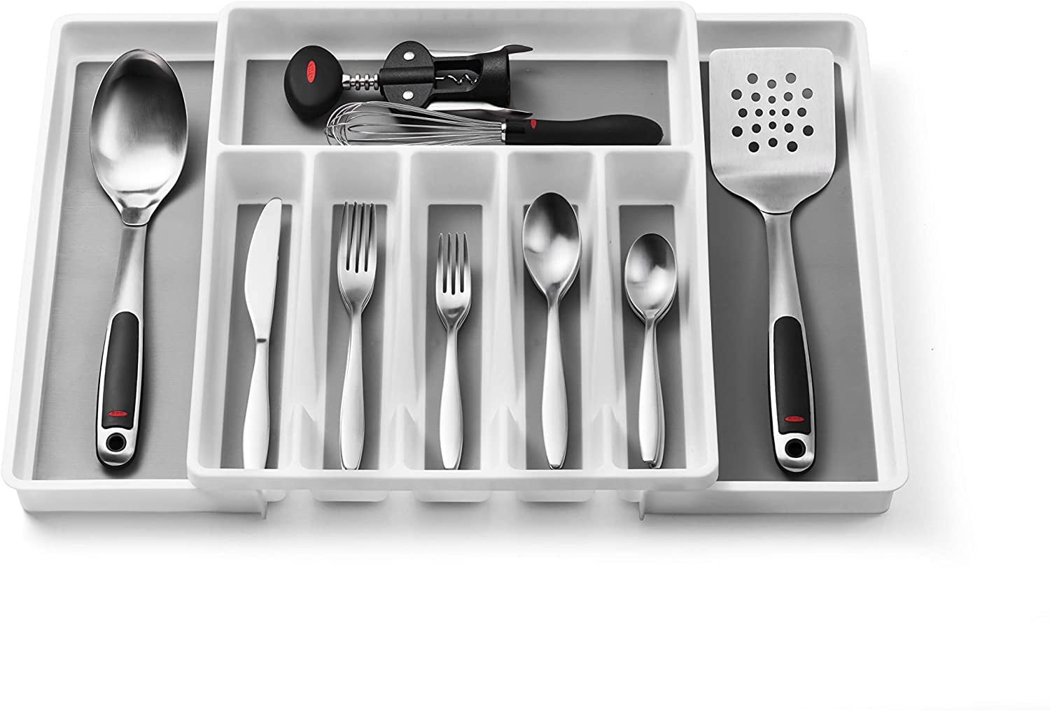 Expandable Cutlery Drawer Organizer, Flatware Drawer Tray for Silverware, Serving Utensils, Multi-Purpose Storage for Kitchen, Office, Bathroom Supplies