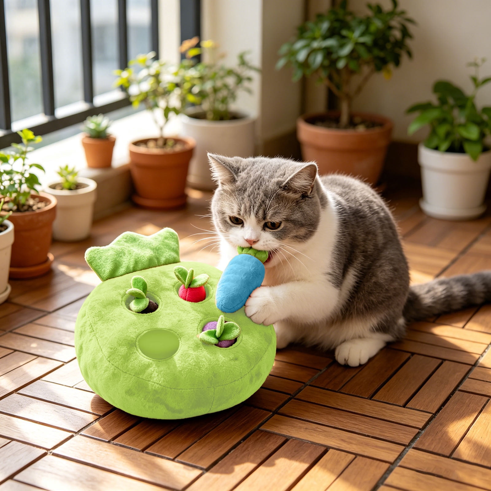 FEISHENTT Interactive Dog Toys Set, Snuffle Mat for Dogs, Treat Hiding Puzzle and Squeaky Plush, Carrot Bunny Dog Toys for Small Medium Dogs Green1 27X25CM
