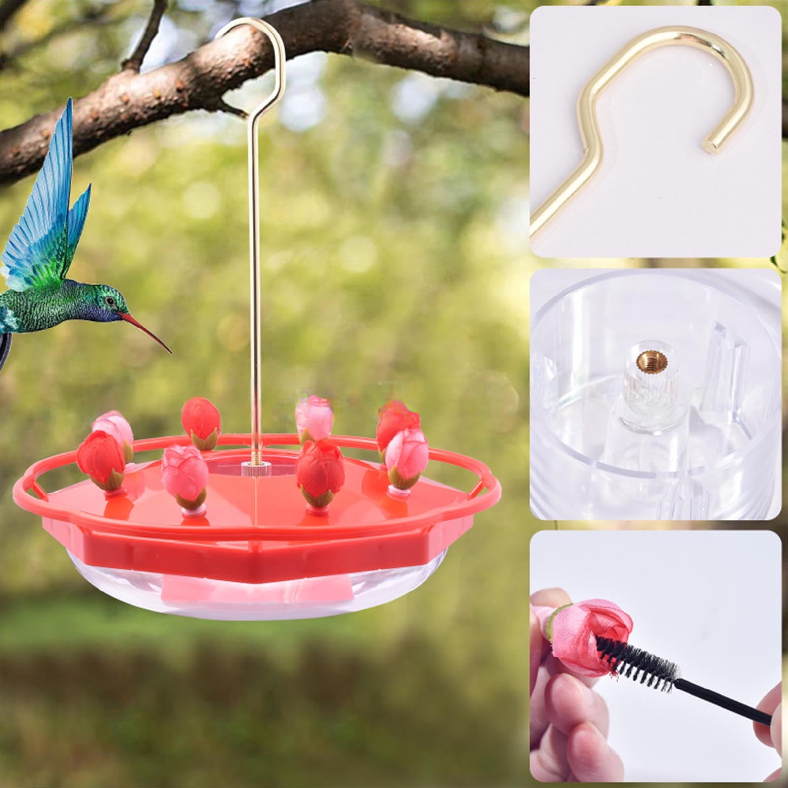 CVLNCYCLING 8 Holes Hummingbird Feeder, Outdoor Water Dispenser Drinking Cup, for Courtyard Garden, Bird Lovers Supplies