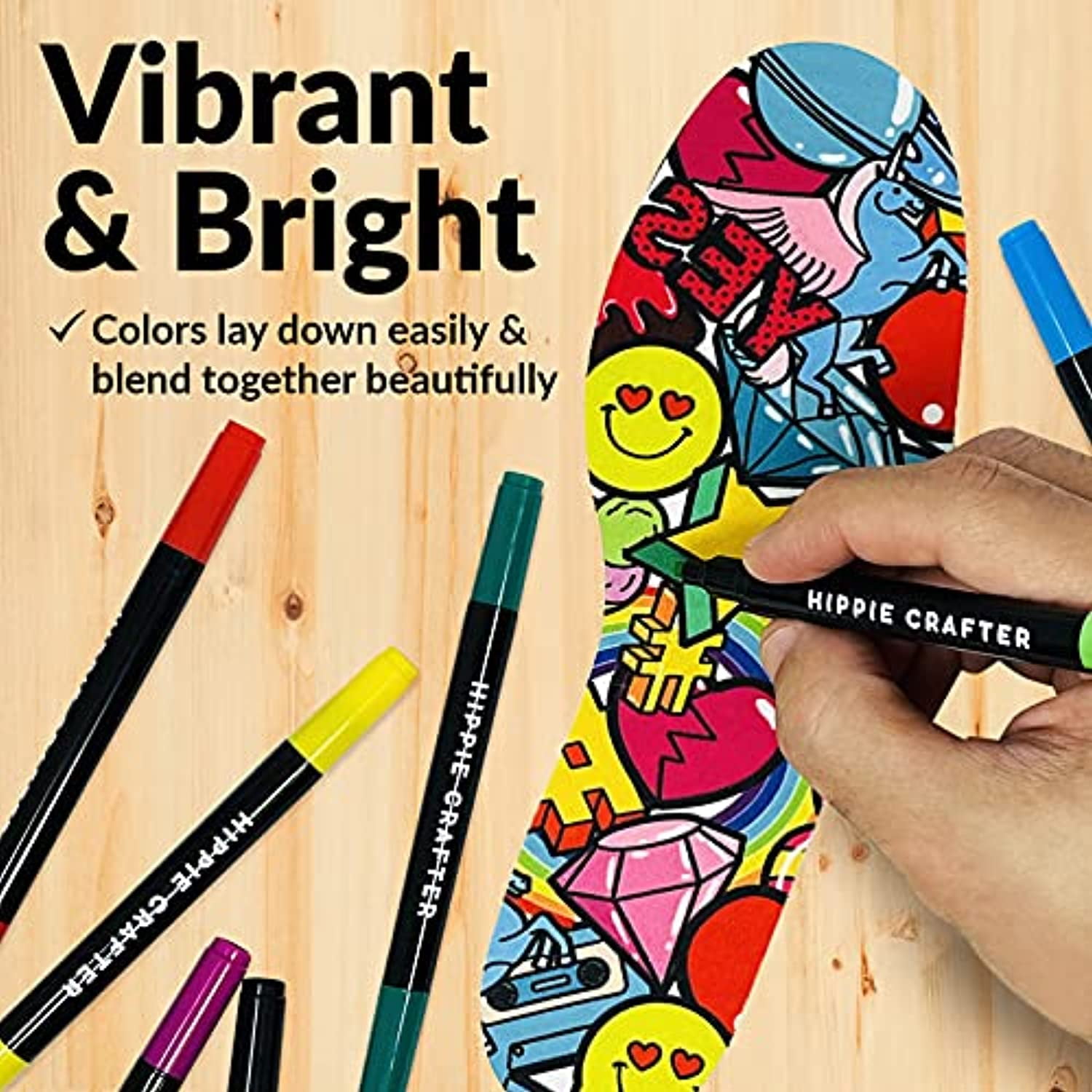 Hippie Crafter Fabric Markers Permanent for Clothes T Shirts Shoe  Decorating Fabric Pens 26 Pack 
