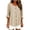Khaki, variant on Button down Shirts for Women Long Sleeve Crew Neck Curved Hem Striped Cotton Linen Tops Casual Loose Tunic Blouses