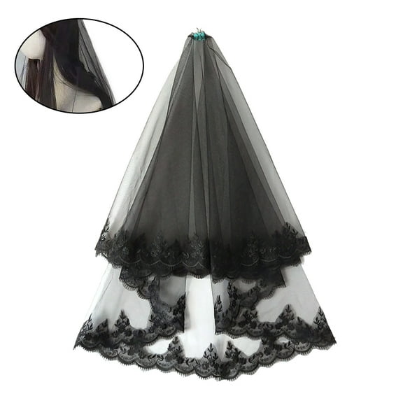 Kitandove Women Wedding Veil Gauze Black For Bridal Headpiece 1Pack