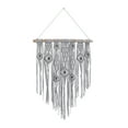 thumbnail image 5 of DecMode Gray Cotton Intricately Weaved Macrame Wall Decor with Beaded Fringe Tassels, 5 of 7