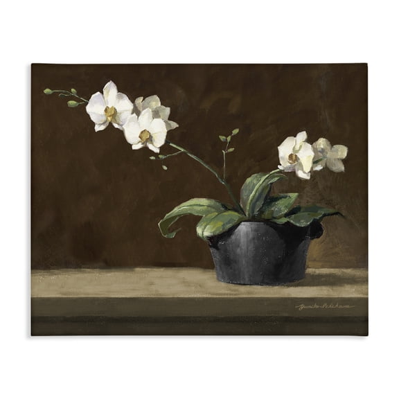 Stupell Industries French Country Potted White Orchid on Ledge Canvas Art, 20 x 16, by Yumiko Ichikawa