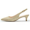 thumbnail image 6 of Zhabtuc Women Slingback Kitten Heels Closed Pointed Toe Ankle Strap Pumps Work Office Shoes Gold Size 8, 6 of 6