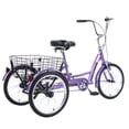 thumbnail image 2 of Harper & Bright Designs Adult Tricycles, 3 Wheel Bikes 1 Speed, 26 Inch Wheels W/Installation Tools with Low Step-Through, Large Basket, Tricycle for Adults, Women, Men, Purple, 2 of 5