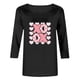 thumbnail image 5 of RKSTN Valentine's Gifts Women's 3/4 Sleeve T Shirts Top Oversized Crewneck Valentines Graphic Print Short Sleeve Shirt Womens Casual Solid Round Neck Loose Three Quarter Sleeve Shirt Spring Clothes, 5 of 7