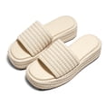 thumbnail image 2 of Womens Platform Sandals Raffia Espadrilles Slip on Open Toe Cute Boho Summer Beach Slide Sandals, 2 of 3