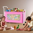 thumbnail image 2 of Extra Large Toy Box for Kids with 360° Rotating Wheels, Heavy Duty Toy Chest for Boys and Girls, Toy Storage Organizer for Kids, Toy Bins for Living Room, Nursery, Bedroom (Pink), 2 of 16
