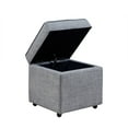 thumbnail image 4 of Inspired Home Modern Barkan Linen Cube Ottoman Sturdy Castered Legs, Entryway, Light Grey, 4 of 8