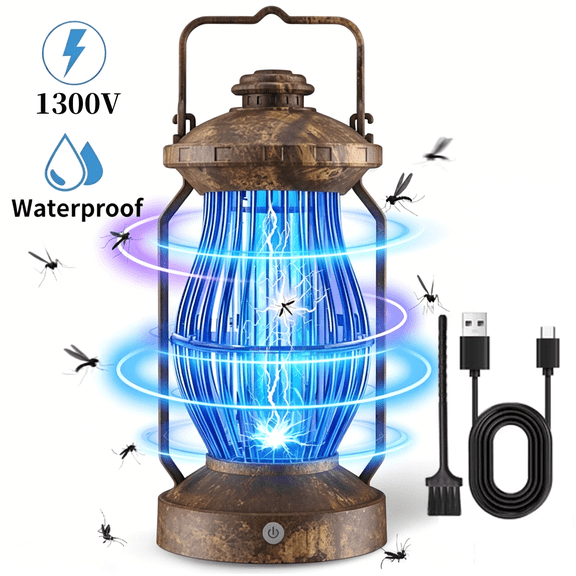 4000V Indoor/Outdoor Bug Zappers, Electric Bug Zapper Mosquito Killer, with 4000mAH USB Rechargeable, Night Light Portable Insect Trap, Indoor Outdoor Pest Control for Camping, Patio, Backyard