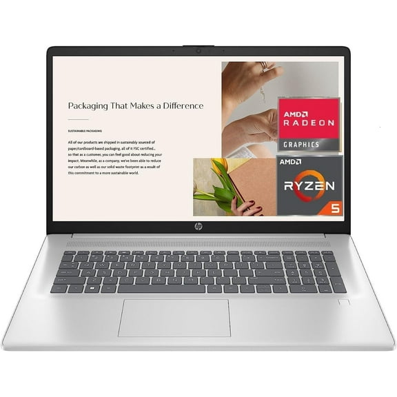 HP 17 inch Laptop, FHD (1920 x 1080) Display, AMD Ryzen 5 5500U (Beats i7-1160G7), 20 GB RAM, 1TB SSD, AMD Radeon Graphics, Windows 10 Home in S Mode