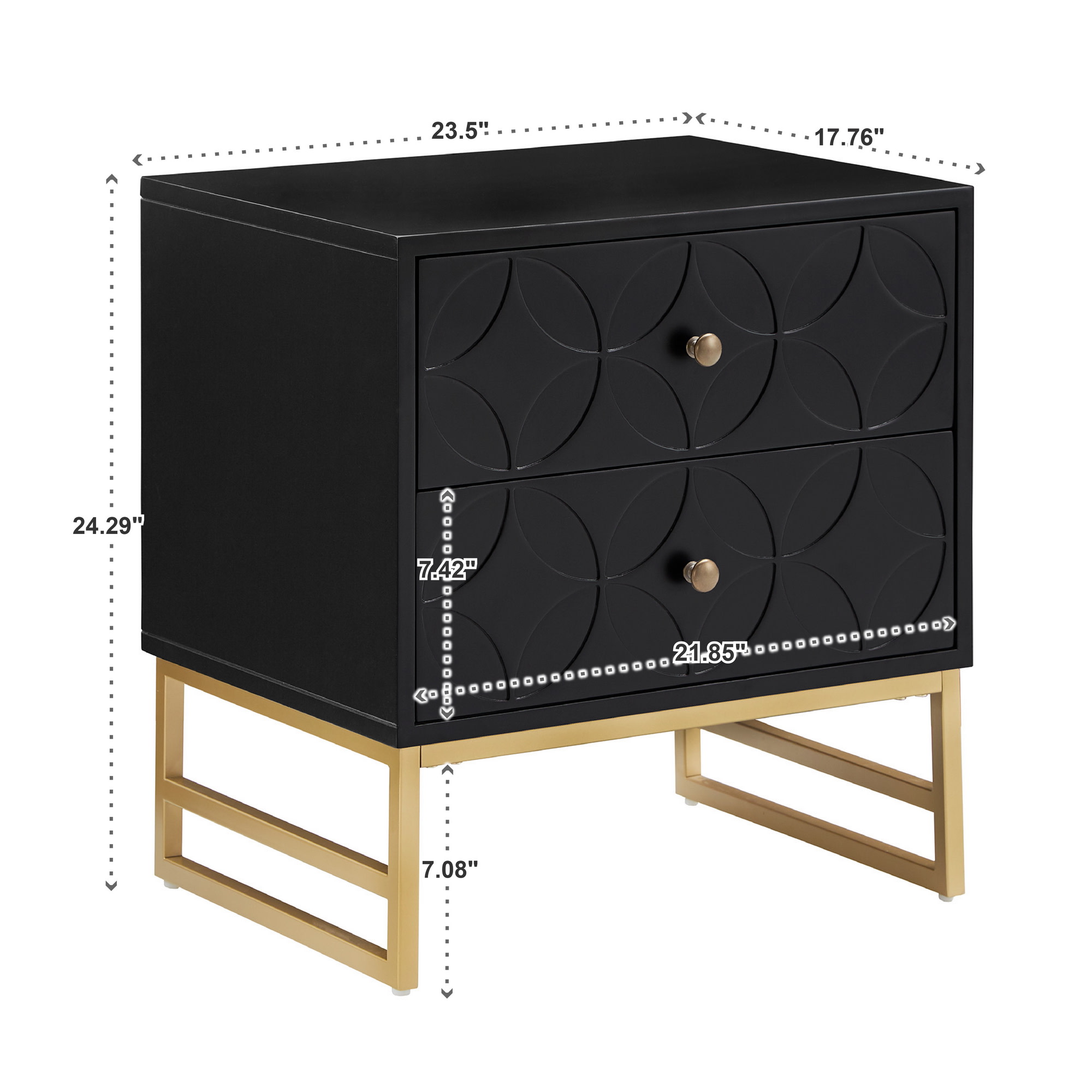 Weston Home Shiloh Arched Diamond Gold Metal End Table, Black