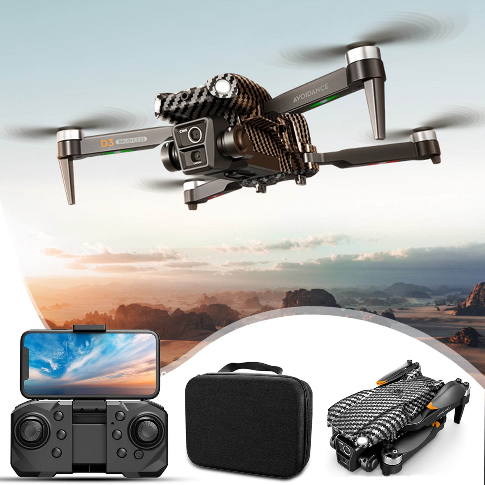 Drone with 4K Camera for Adults, Beginners, Brushless Motor with Optical Flow & Obstacle Avoidance, Includes Storage Bag