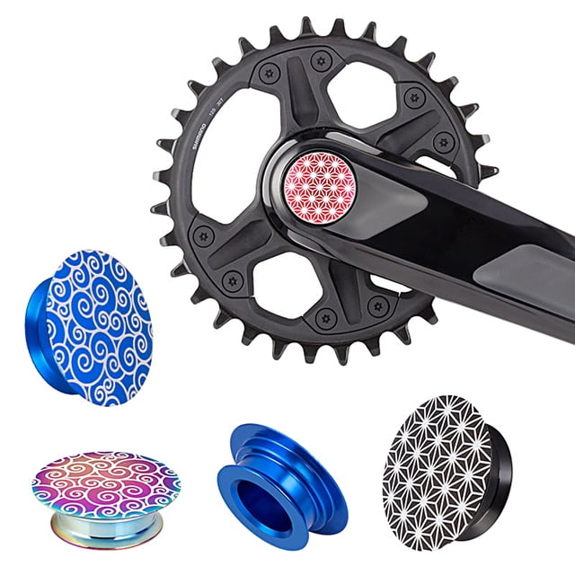 Neinkie Chainwheel Crank Cap Bright Color Dustproof Decoration Chrysanthemum Print Anti Corrosion Crankset Dust Cover for Riding