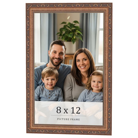 8x12 Frame Gold Solid Wood Picture Frame Width 1.25 Inches | Interior Frame Depth 0.375 Inches |