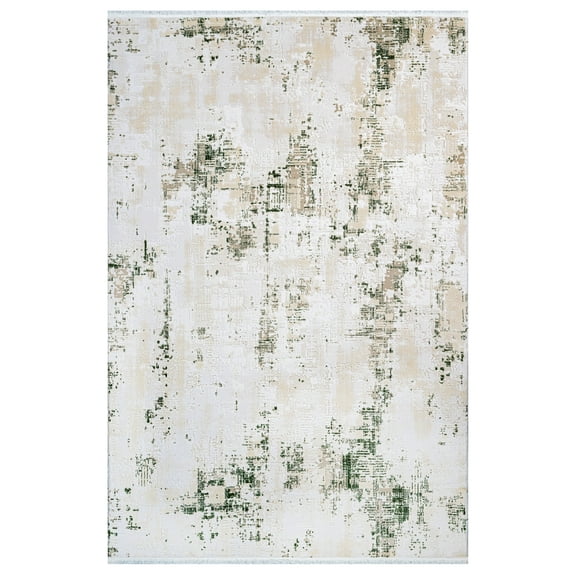 Poppy Cream Abstract Acrylic Area Rugs for Living Room Jacquard Textured Modern Rugs Soft Geometric Rug for Bedroom Washable Rug Non-Slip Bohemian Carpet Perfect for Dining Room Office Beige