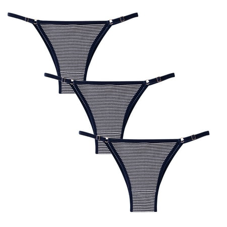 OSFVNOXV 3 Pack Bikini Underwear for Women Cotton Thongs Adjustable Strap Breathable Stretch Comfort Striped Swimwear Bottom Clearance