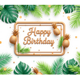 thumbnail image 3 of Tropical Design Happy Birthday Banner Decorative Pineapple Leaves Backdrop for Birthday Celebration Party, 3 of 7