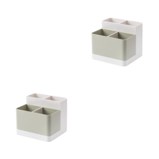 Caja de almacenamiento Fabricada en ABS para cosméticos Portalápices sin BPA e inodoro Papelería Maquillajes Verde 2piezas Toystoory
