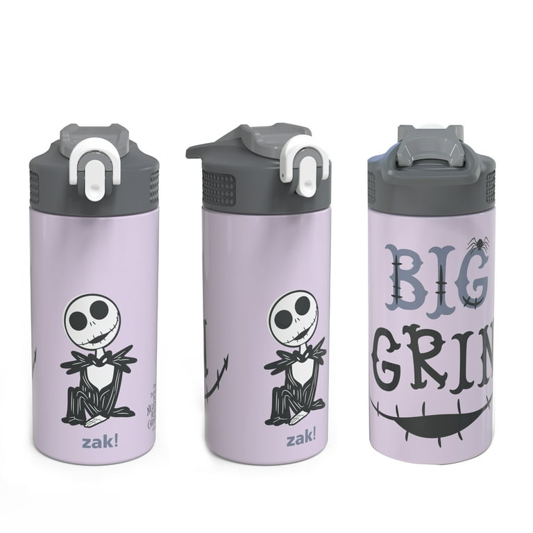 Zak Designs Disney Nightmare Before Christmas 14 oz Double Wall Vacuum  Insulated Thermal Kids Water Bottle, 18/8 Stainless Steel, Flip-Up Straw  Spout, Locking Cover, Durable Cup for Sports or Travel 