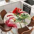 thumbnail image 2 of Christmas Flamingos Table Cloth, Round Fitted Tablecloths with Elastic Edge, Xmas Balls Tree Rustic Wipeable Waterproof Table Cover for Kitchen Wedding 36-44 Inches, 2 of 4