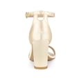 thumbnail image 2 of BLISSFUL STEP Women's Shoes Satin Chunky High Heel Ankle Strap Open Toe Sandals Champagne 7, 2 of 6