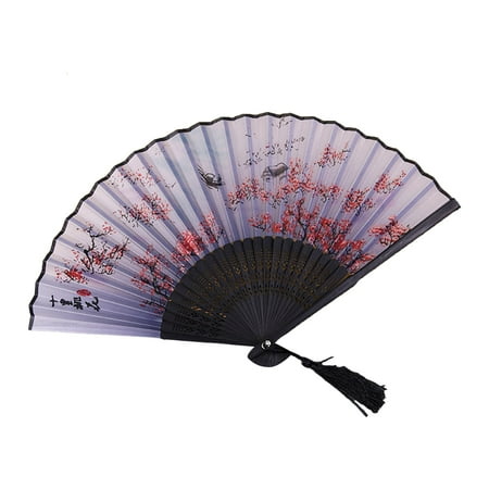 

SANUME Folding Hand Fans Silk Fabric And Hollow Carved Bamboo Handheld Folding Fan Chinese Style Hand Fan Folding With Tassels