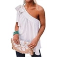 thumbnail image 1 of Blusa informal sin mangas con lazo y un hombro al descubierto ZHAOCHENG color blanco talla XL, 1 of 5