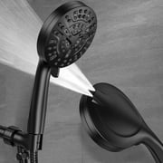 Handheld Shower Head, High Pressure Detachable Shower Head with Handheld 79" Long Hose, 8 Modes + 2 Modes Power Jet for Cleaning, 5-inch Showerhead / Detachable Brass Holder/ Anti-Clog Nozzle, Black