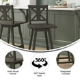 thumbnail image 6 of Emma + Oliver Carved Back Wooden Frame Swivel Counter Stool, Graywash Walnut, 6 of 12