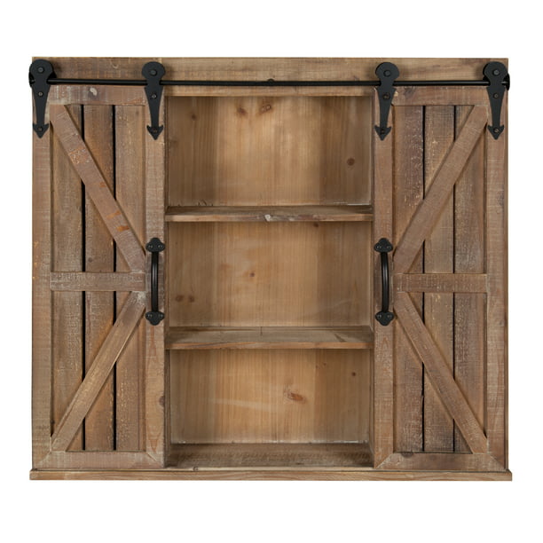 Kate And Laurel Cates Decorative Wood, Wood Storage Cabinets With Sliding Doors