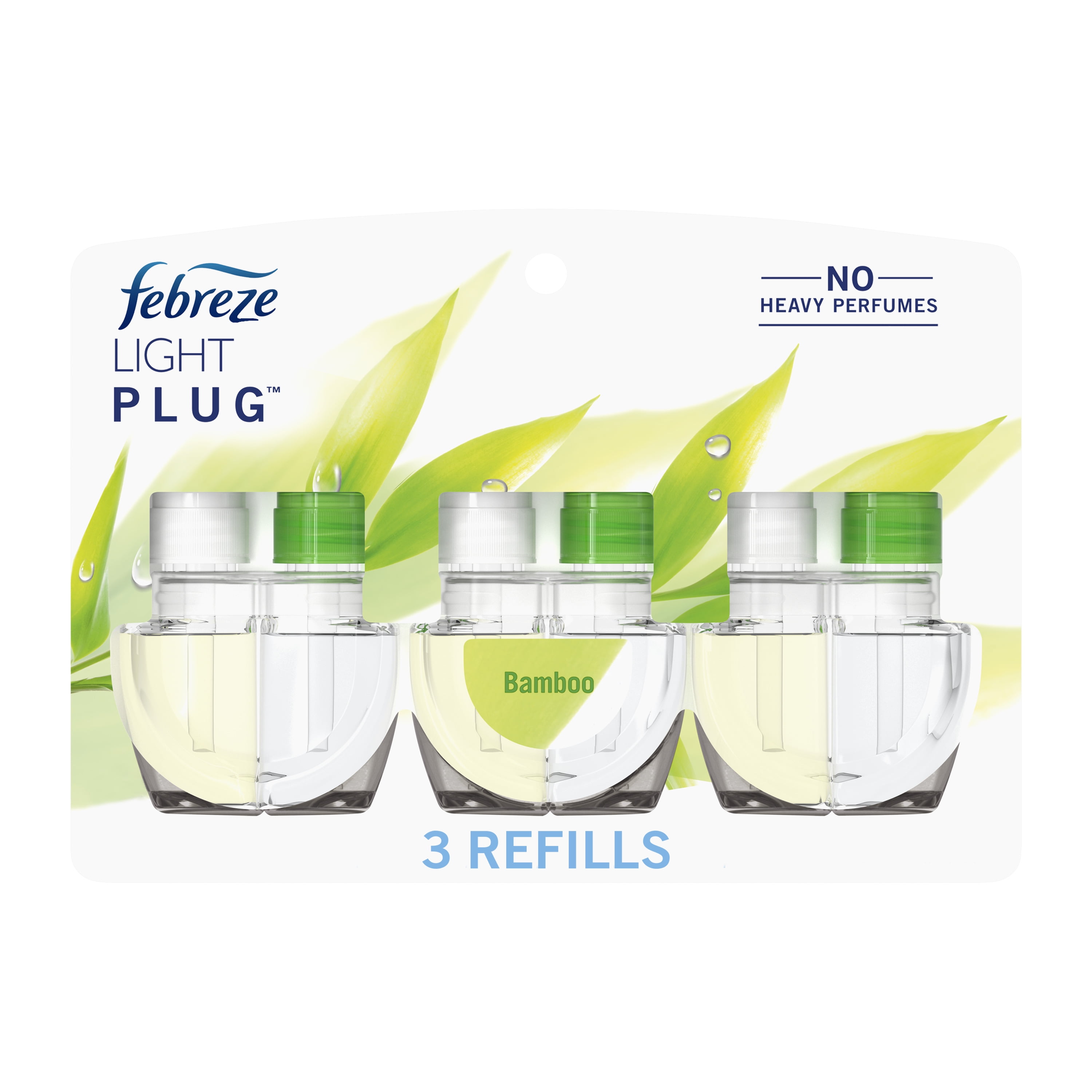 (6 pack) Febreze Plug In Air Freshener, Odor-Fighting Scented Oil Refill, Light Bamboo, 3 Refills