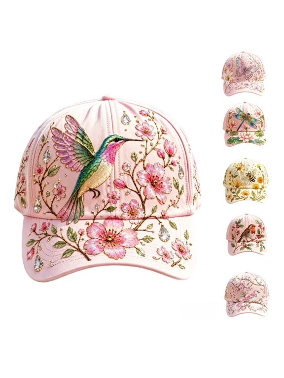 Clearance! 2026 Pink Hummingbird Garden Morning Cap, Limited Edition Botanical Cottagecore Hat for Women, Adjustable Breathable Hat, Best Gift for Gardeners G*irls Women Men Teens