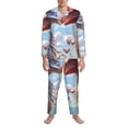 thumbnail image 3 of Uemuo Red And White Bird Couple Pattern 2-Piece Loungewear Set - Men’s Soft Sleepwear, Cozy Winter PJs, Comfy Sleep Set-, 3 of 7