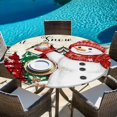 thumbnail image 6 of Red Snowman Christmas Round Tablecloth, Fitted Table Cover with Elastic for 36"-44" Round Tables, Xmas Tree Snowflake Vintage Table Cloth Outdoor Indoor Dinning Party Waterproof Tablecloths, 6 of 7