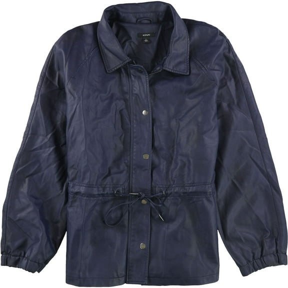 Alfani Womens Drawstring Waist Jacket, Blue, Small