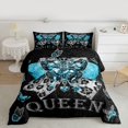 thumbnail image 2 of jejeloiu Cyan Diamond Queen Comforter Set,Cartoon Bow Tie Bedding Sets,Stereoscopic Butterflies Bedding Comforter Set For Kids,Luxury Bedroom Decor Reversible,3pcs, 2 of 8